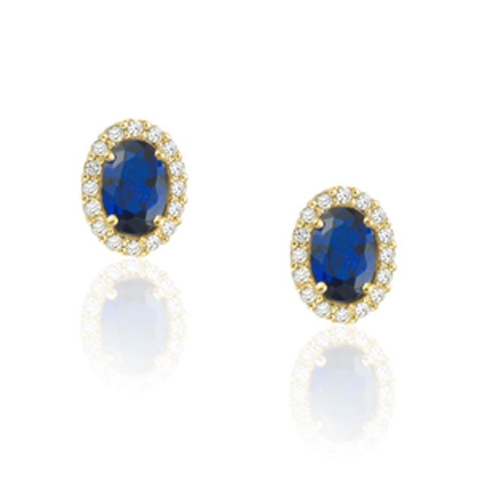 Yellow gold Rosette earrings in blue color 9CT or 14CT