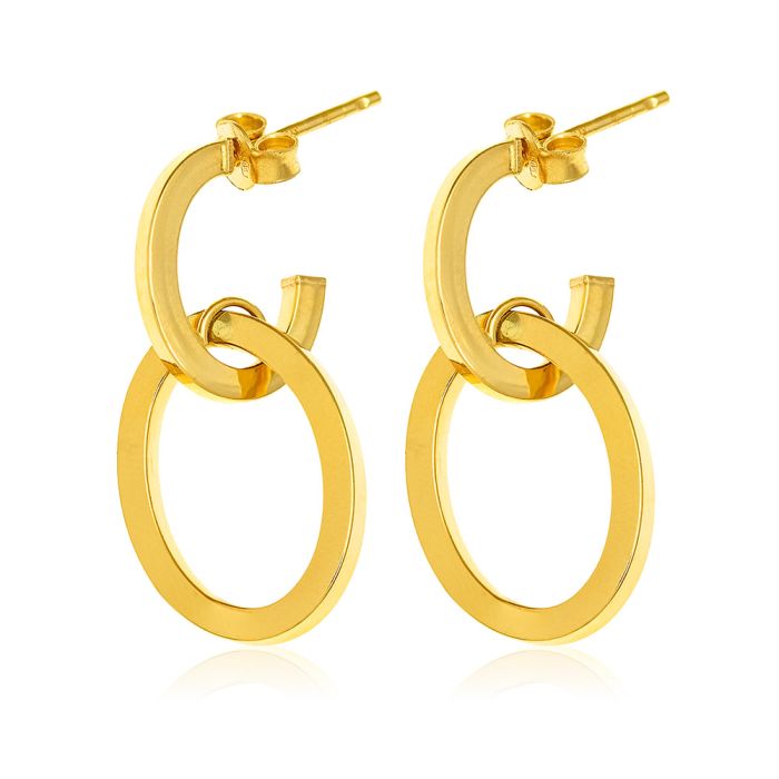 Women's yellow gold hoop earrings 14CT ISR0054