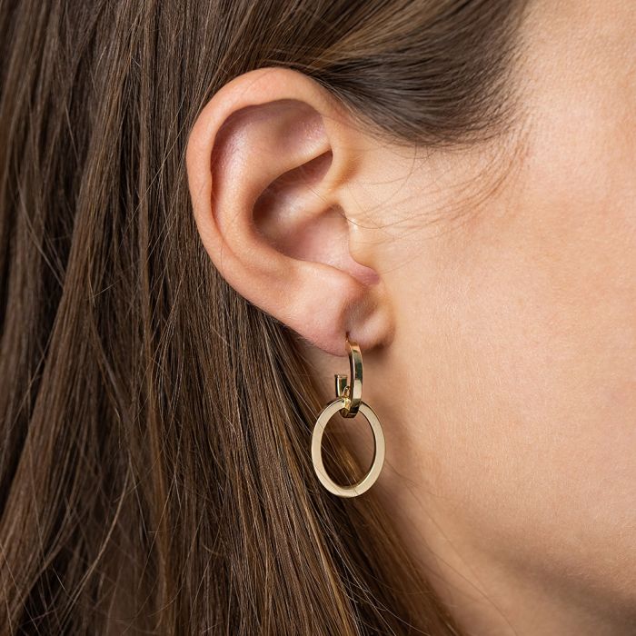 Women's yellow gold hoop earrings 14CT ISR0054
