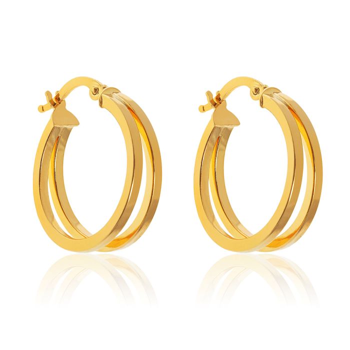 Women's yellow gold hoop earrings 14CT ISR0059