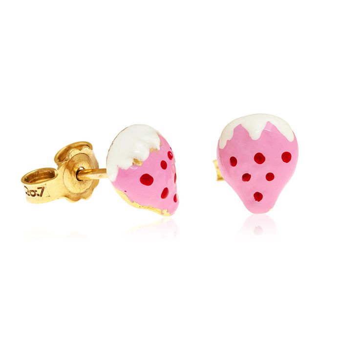 Kid's yellow gold earrings with strawberrys 9CT HSR0023