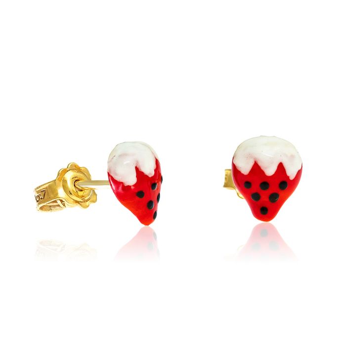 Kid's yellow gold earrings with strawberrys 9CT HSR0026