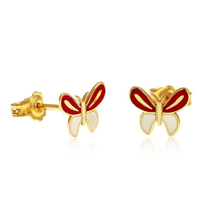 Kid's yellow gold earrings with butterflies 9CT HSR0032