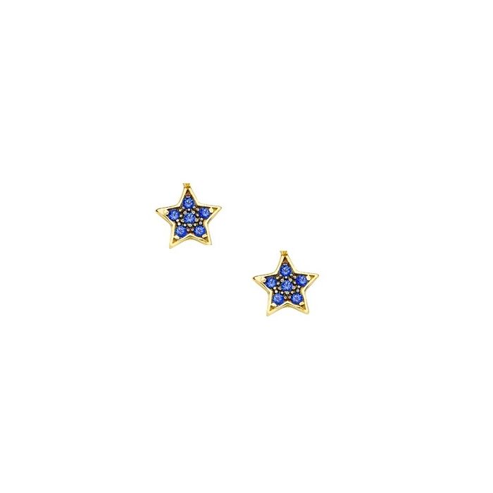 Yellow gold stud earrings with stars 9CT HSR0014