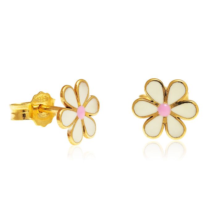 Kid's yellow gold earrings with flower 9CT HSR0039