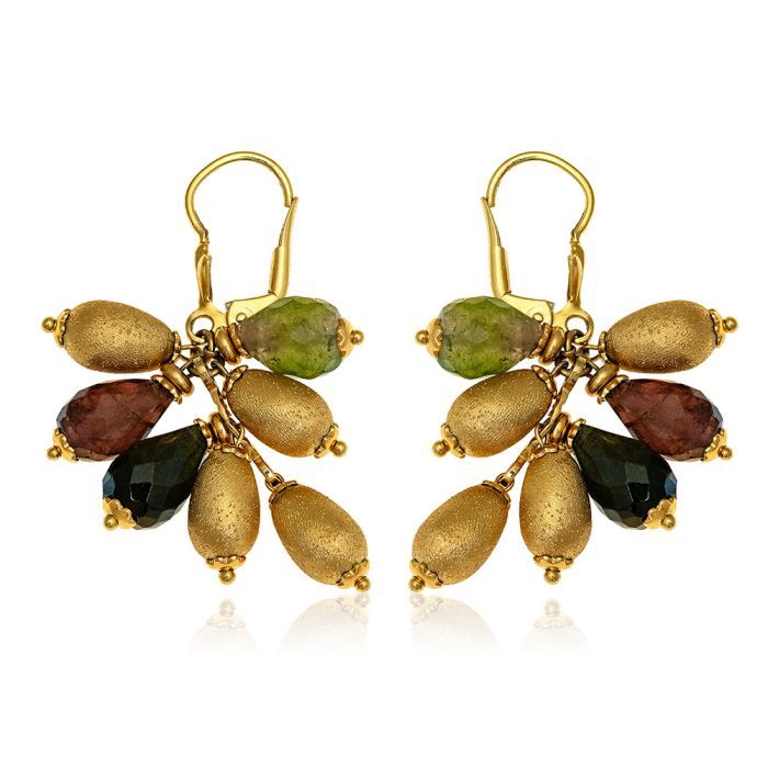 Women's yellow gold pendant earrings 14ct JSC2593