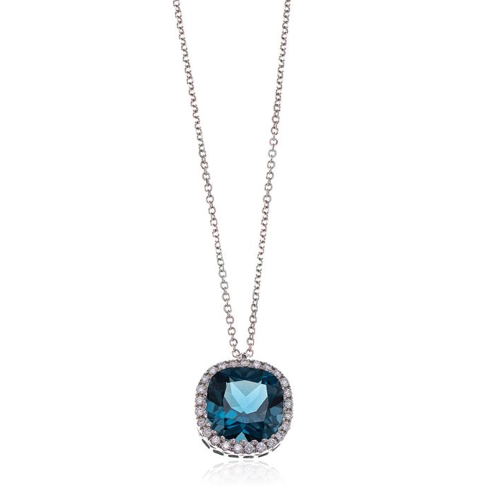 Women necklace in White gold 18ct with topaz and brigian SOW0002