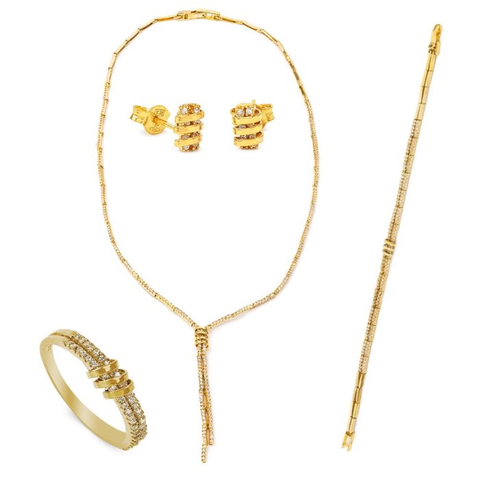 Set yellow gold of women's jewelry 14CT SETIRU0029