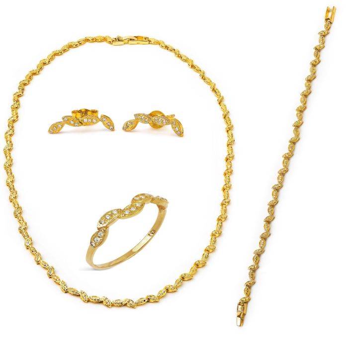 Set yellow gold of women's jewelry 14CT SETIRU0028