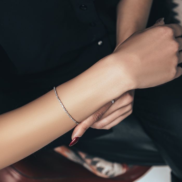 Women's bracelet white gold with zircon 14CT IVU0018