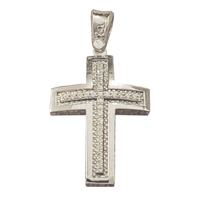Women's white gold cross without chain 9CT HTU0040