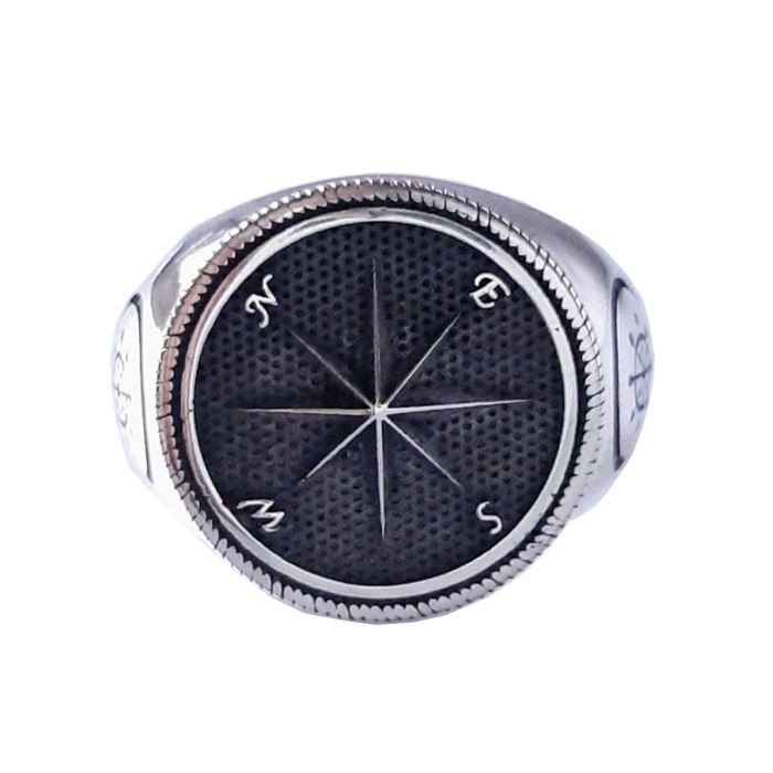 Men's silver ring with compass WD00557