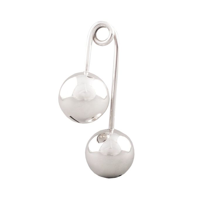 Silver kid's rattle with balls XCK0004