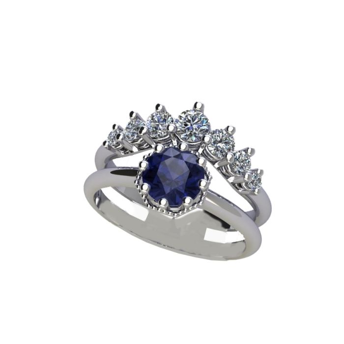 Women gold ring 18ct with sapphire and diamonds SDY0002