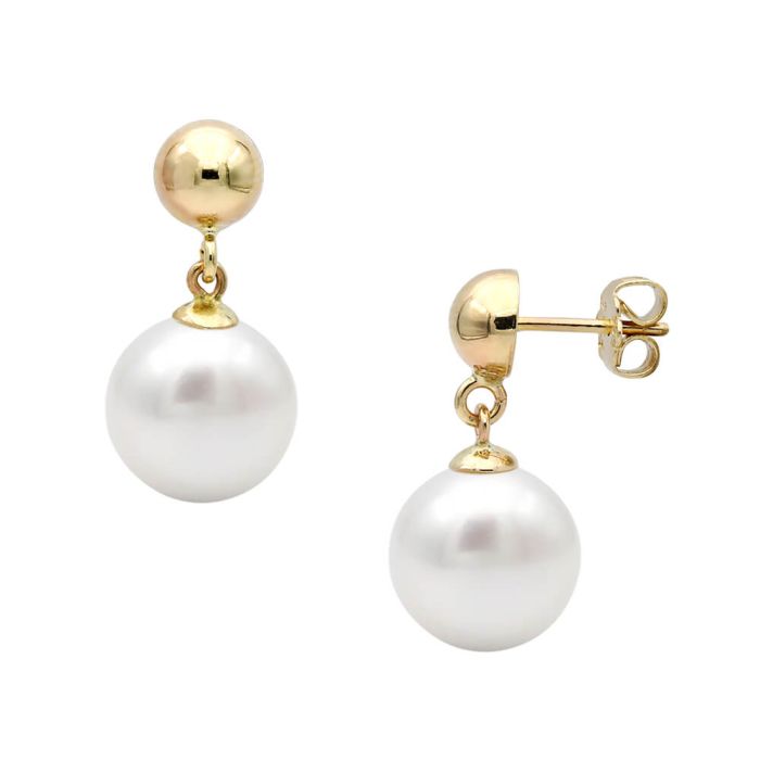 Earrings gold with Pearls Akoya Japan 10,5mm - 11,0mm 14CT ISY0001
