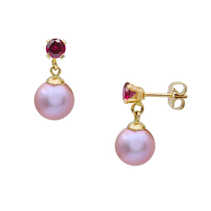Women gold earrings with pearls Akoya Japan 7,5mm-8,0mm 14CT ISY0003