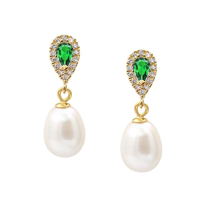 Women gold earrings with pearls Fresh Water Pearl 14CT ISY0007