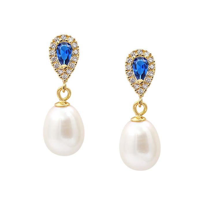Women gold earrings with pearls Fresh Water Pearl 14CT ISY0008