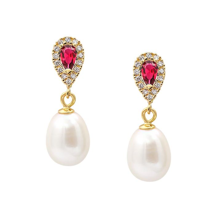 Women gold earrings with pearls Fresh Water Pearl 14CT ISY0009