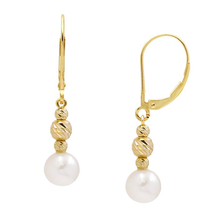 Women's gold earrings with pearls Akoya Japan 7.5-8.00mm 14CT ISY0010 