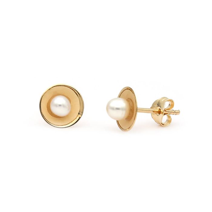 Women gold earrings with pearls Akoya Japan 3,5mm 14CT ISY0012