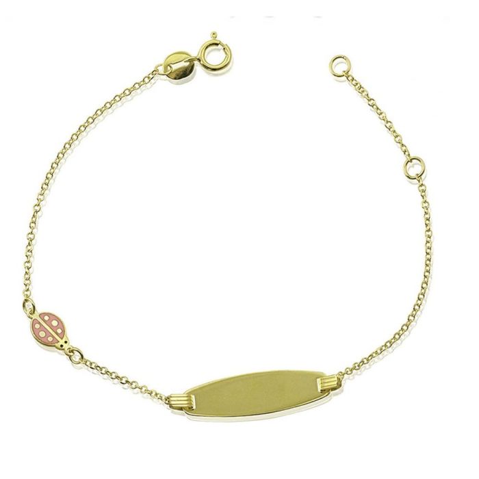 Children's ID yellow gold with a ladybug 9CT HHY0004