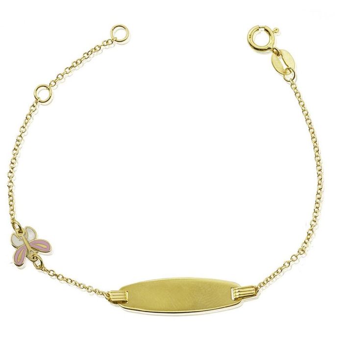 Children's ID yellow gold with butterfly 9CT HHY0005