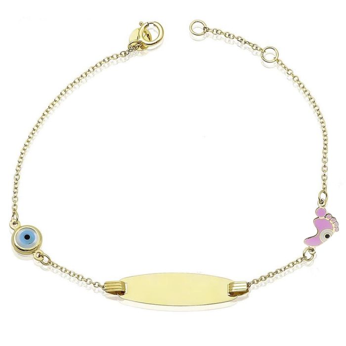 Children's ID yellow gold with a small eye and sole 9CT HHY0006