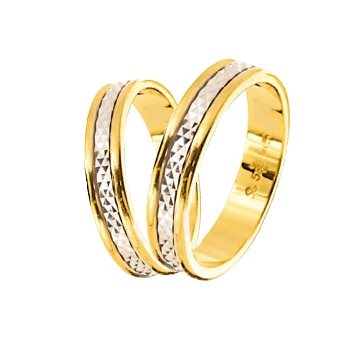 Pair of yellow and white gold wedding rings Stergiadis 14CT 4,5mm IBY0013