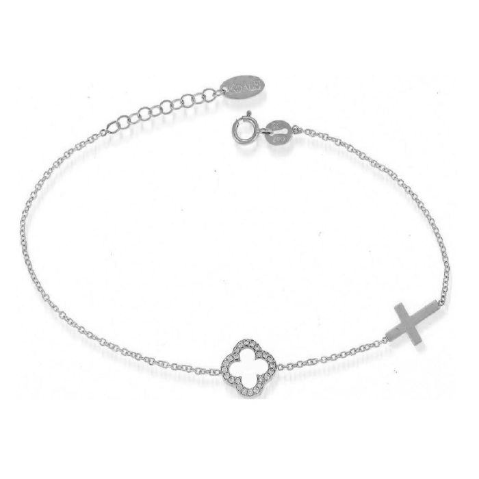 White gold women's bracelet with small cross and zirkon 9CT HVY0009