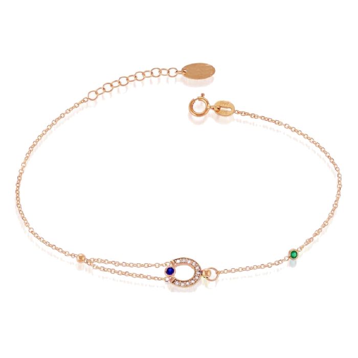 Pink gold women's bracelet with a petal and zirkon 9CT HVM0027