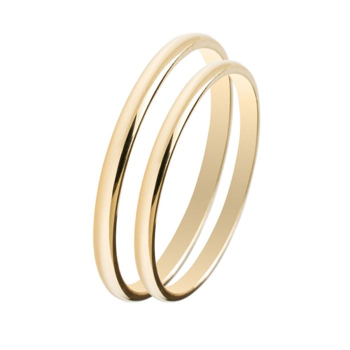 Pair of gold wedding rings  Maschio Femmina 14CT 2,0mm SL01 