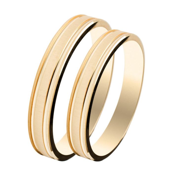 Pair of gold wedding rings  Maschio Femmina 14CT 3,6mm SL21