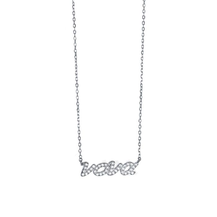 Women's necklace silver with the world Godmather WR00892
