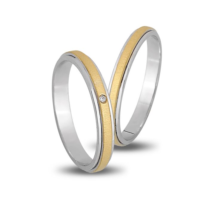 Pair of wedding rings in yellow and white gold 14CT 2,5mm V5018