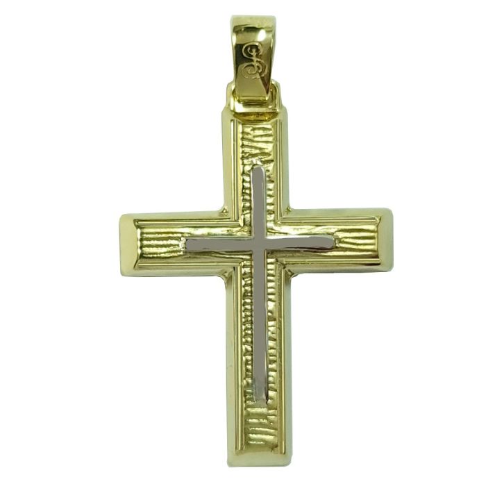Men's two tone in yellow and white gold cross without chain 14CT ITY0010