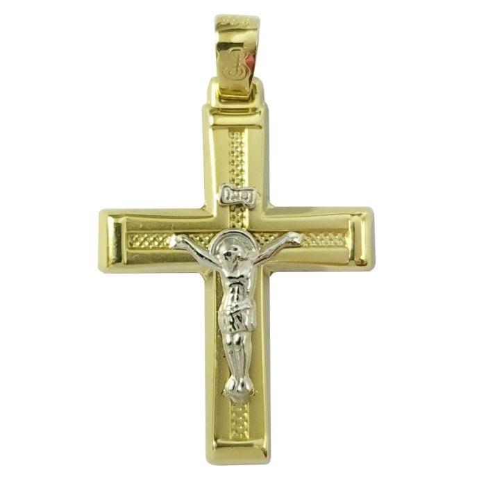 Men's two tone in yellow and white gold cross without chain 14CT ITY0014