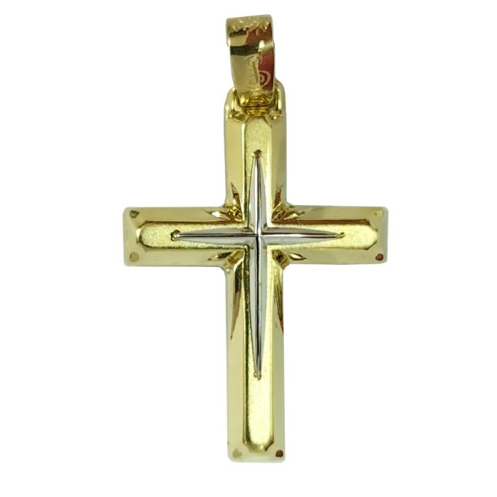 Men's two tone in yellow and white gold cross without chain 14CT ITY0017