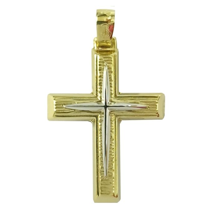 Men's two tone in yellow and white gold cross without chain 14CT ITY0026