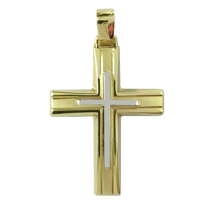 Men's two tone in yellow and white gold cross without chain 14CT ITY0029