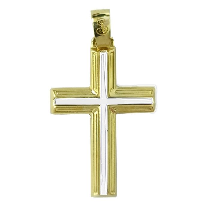 Men's two tone in yellow and white gold cross without chain 14CT ITY0031