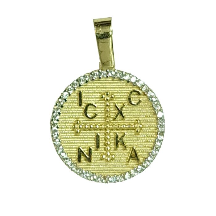 Constantine yellow gold Double sided with zirkon 14CT IKY0014