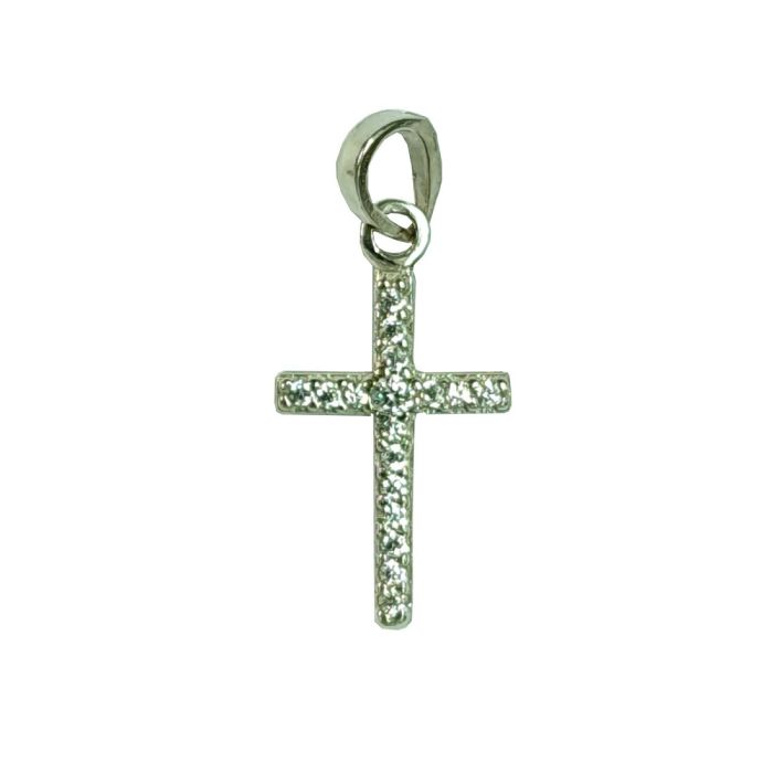 Women's white gold cross with zircon 14CT without chain ITY0060