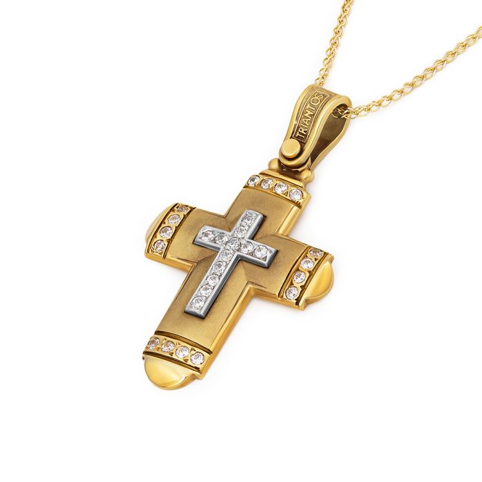 Women's Triantos yellow agold cross with zirkon Triantos 14CT without chain 2212