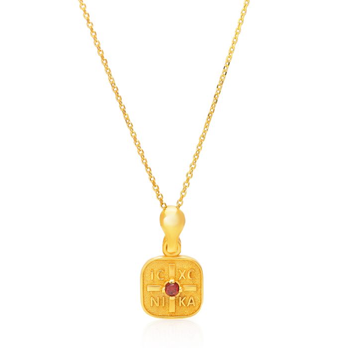Women's Constantine necklace with silver chain with ruby FM831