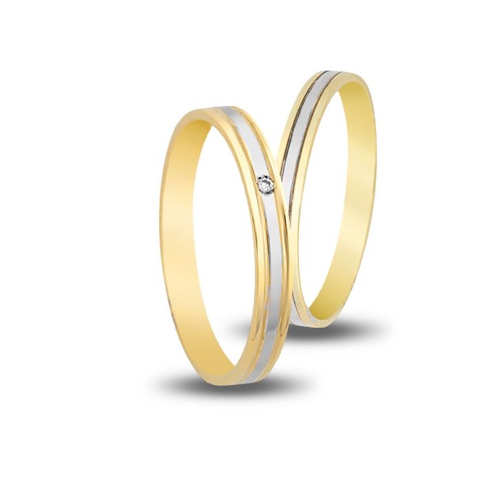 Pair of wedding rings in yellow and white gold 14CT 3,5mm V3134