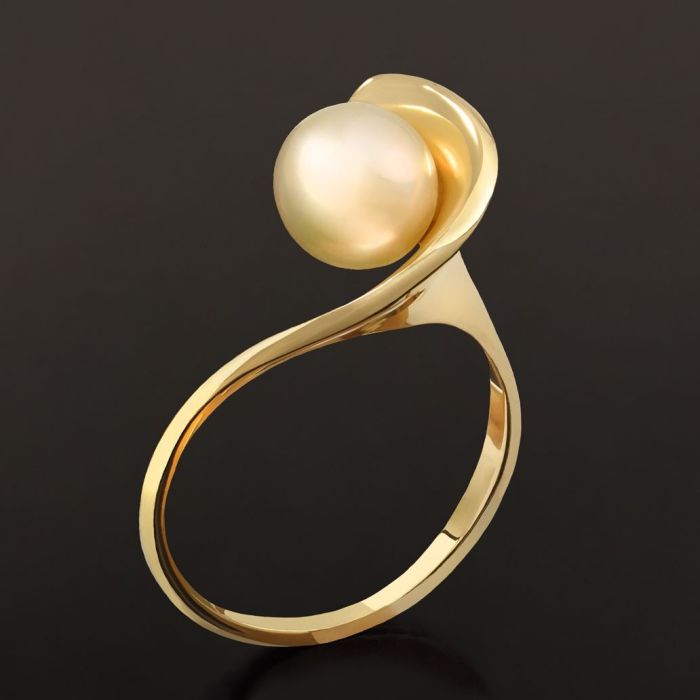 Women's yellow gold ring 9CT with pearl HDY0003